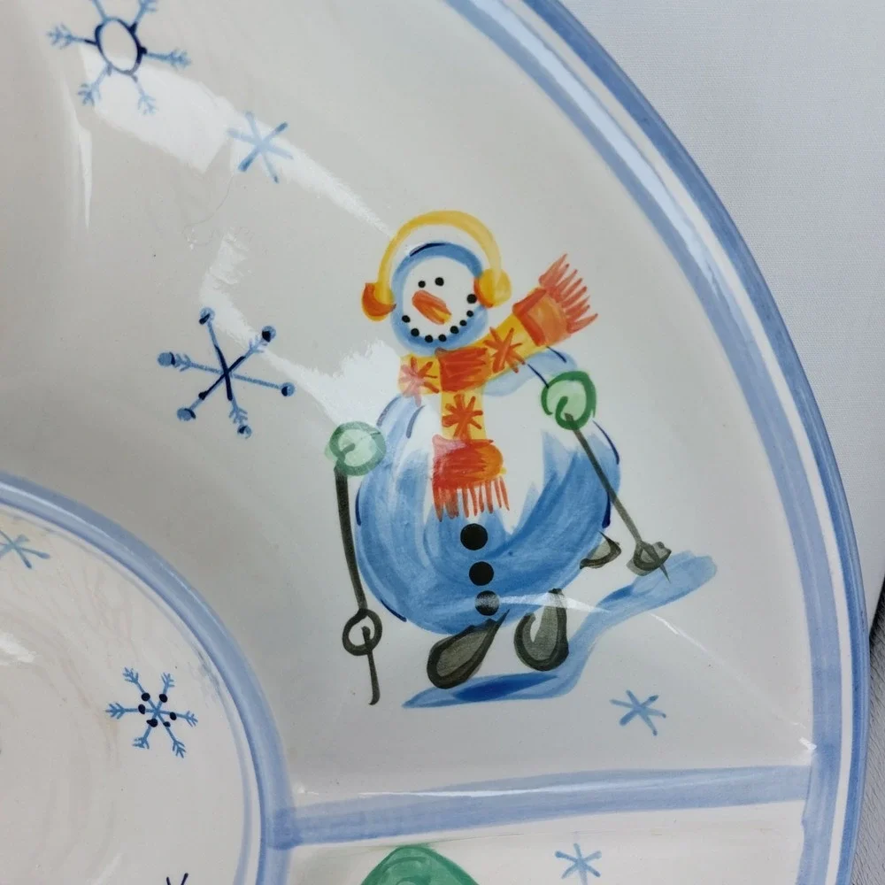Churchhill Christmas Divided Serving Platter / Tray With Snowmen Santa China 15